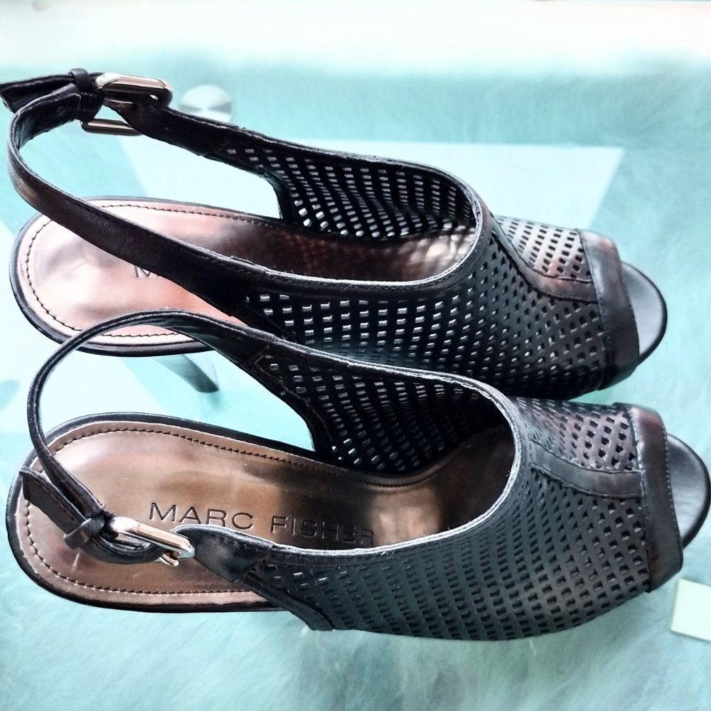 Marc Fisher Peep-Toe Mesh Slingback Heels